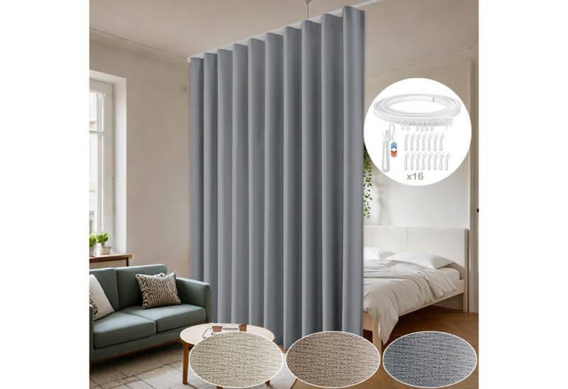 LMaxhome Verdunkelungsvorhang Blickdicht Extra Breite Raumteiler Vorhang für Schiene, (1 St), Vorhänge mit Schienensystem für Privatsphäre, 254 cm x 213/244/274 cm von LMaxhome