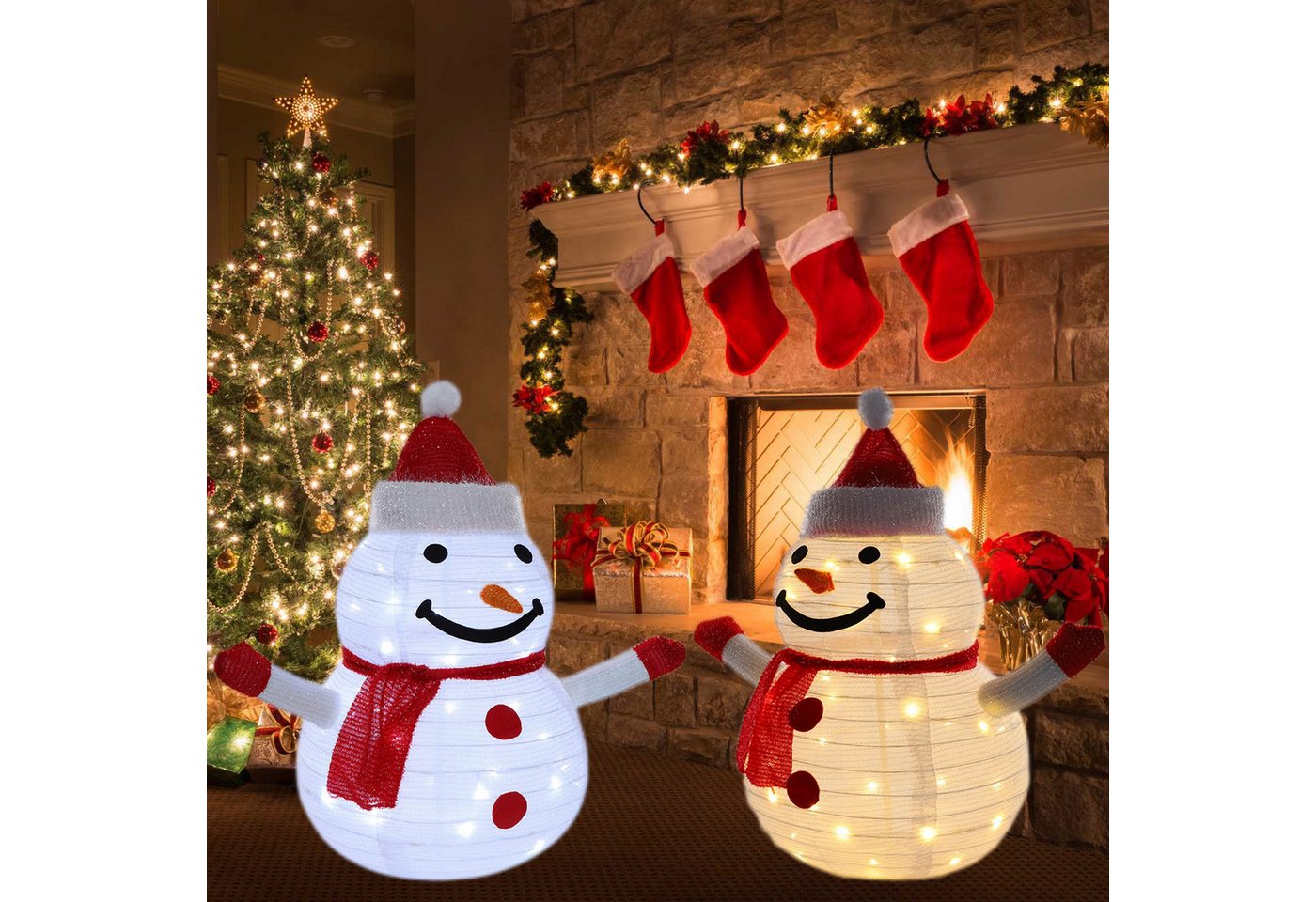 LMaxhome Weihnachtsfigur Schneemann Figur Licht 40LEDs 60cmH Außen für Gartendekoration Party (Zusammenfaltbar Pop-up Schneemann, 1 St), Batteriebetrieben, mit Timer, Winter Weihnachtsfeier Leuchtende von LMaxhome