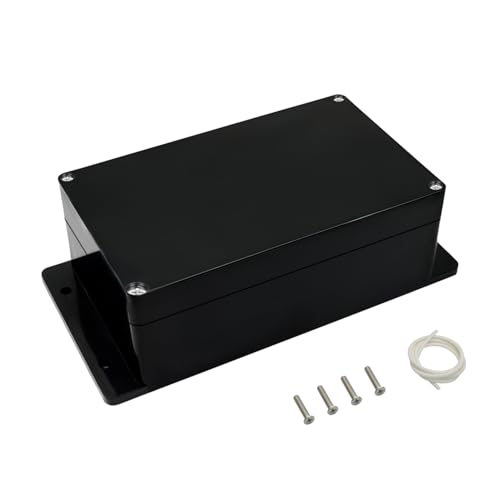 LMioEtool Abzweigdose, wasserdicht und staubdicht IP65, universelles Elektronikgehäuse aus ABS-Kunststoff, Schwarz mit Befestigungsohren, 158 x 90 x 60 mm von LMioEtool