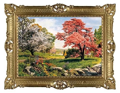LN Wunderschönes Gemälde 90x70 cm Künstler P. Rowlands Baum Bild Bilder Barock Rahmen Antik Repro 58B von LN