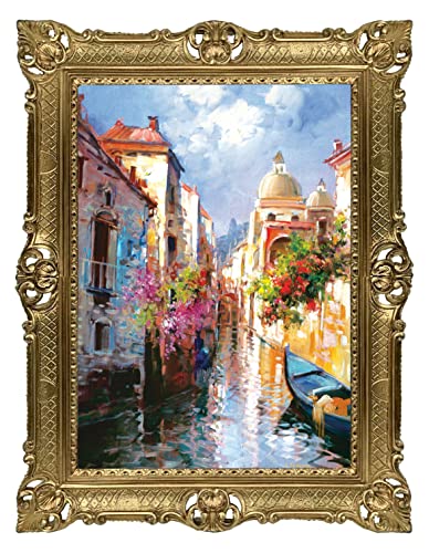 Wunderschönes Gemälde 90x70 cm Venezia By L. Cursore Bild Bilder Barock Rahmen Antik 58B von LN