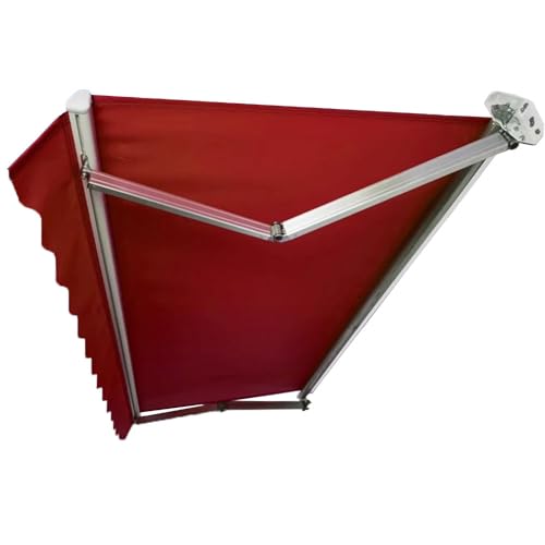 Einziehbare Markise, manuelle Fenstermarkise, Überdachung, Garten, Outdoor, Unterstand mit leichtem Aluminiumrahmen (Größe: 3 x 2 m, Farbe: Rot) von LNBHI