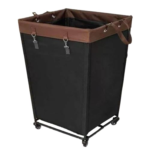 Wäschekorb mit Rollen, großer Wäschekorb für Waschküche, Schlafzimmer, Badezimmer (Größe: 160 l, Farbe: Schwarz) von LNBHI