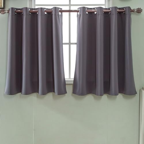 LNGFSH Scheibengardine Blickdicht Vorhänge mit Ösen Dekoschal für Küche Wohnzimmer Schlafzimmer (BxH 74x90cm,Grau) von LNGFSH