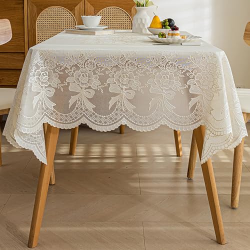 LNGFSH Tischdecke PVC Tischabdeckung Wasserdicht Tischbelag Tischtuch abwaschbar Tischfolie Tischplattenschutz Vinyl Spitze Esszimmer Küche Wohnzimmer (137x137cm) von LNGFSH