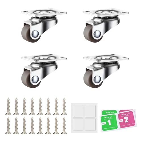 4 Stk 12MM Kleine Lenkrollen,Lenkrollen gummi klein,Kleine Möbelrollen Lenkrollen,Mini Räder Lenkrollen,360 Grad Lenkrollen Set,Leise Schwenkrollen,Lenkrollen,Rollen für Möbel mit 16 Schrauben von LNGJIN