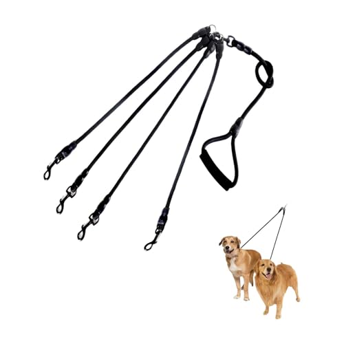 4-in-1-Hundeleine,Hundeleine kleine Hunde/große,Verstellbar Splitterleinen,Hundeleine Nylon,Dickes Nylon Geflochten Hund Leine mit Karabiner,für Spaziergänge,Wanderungen mit Haustieren (schwarz) von LNGJIN