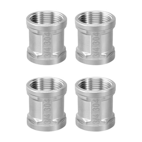 4Stück Doppelnippel 3/4"IG/IG,EdelstahlMuffe 3/4 Zoll,EdelstahlMuffe,EdelstahlMuffe IG/IG,Innengewinde Edelstahl Verbindungsstück Adapter,muffe 3/4 zoll,Anschlussfittings zur Rohranschlussumrüstung von LNGJIN