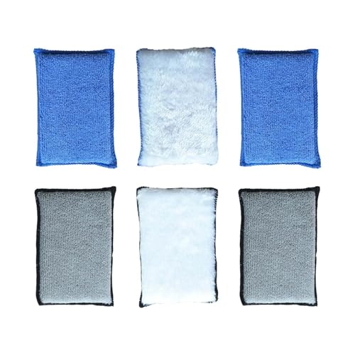 6Stk Schwamm Microfaser Reinigungspads,13*9cm Reinigungs Scrub Pads, Reinigungsschwamm Auto Innen, Auto Innenraum Scrub Pads Set,Scrub Pads Auto,Auto Innenraum Pads, zur Reinigung des Autoinnenraums von LNGJIN