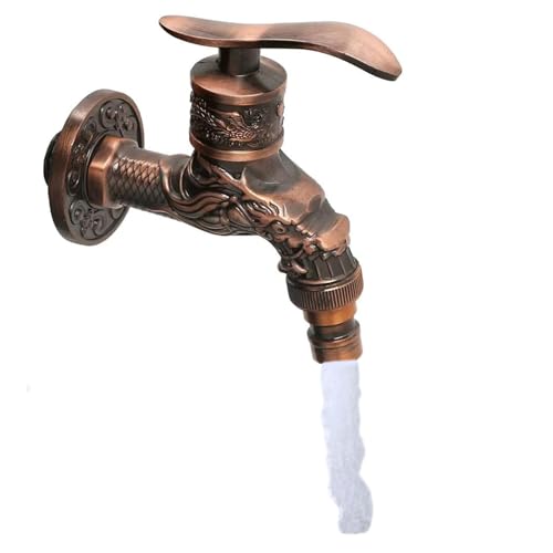 Antiker Messinghahn,Garten Antik Vintage Antike Kupfer Wasserhahn Garten,Vintage Wasserhahn Garten Drache Geschnitzt,Vintage Wasserhahn für Badezimmer Garten Küche von LNGJIN