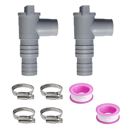LNGJIN 1Paar Pool Ventil 32mmm,Pool Schlauchadapter Absperrventil，PVC Rohr Wartungs Pool,Pool Ventil absperrventil,Absperrhahn Pools,Wartungshahn/Absperrhahn für Pools Mit 4 Schlauchschellen 22-44mm von LNGJIN