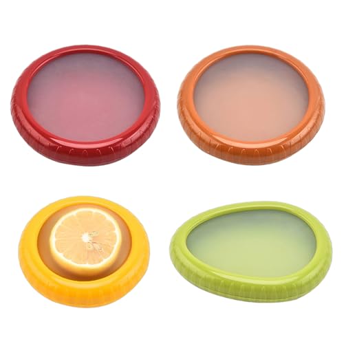 LNGJIN 4 Stk Silicone Fruit Storage Containers Silikon Obst Aufbewahrungsbox Obst-Gemüse-Sparer Avocado Sparer Silicone Fruit Storage Box, für die Frischhaltung von Lebensmitteln von LNGJIN