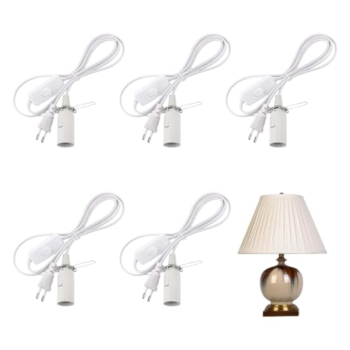 LNGJIN 5 Stücke LampenfassungE14 Set,lampenfassungmitkabel 1.8m, Lampe Fassung mit Kabel und Schalter,E14Fassung,Kabel mit Lampenfassung,E14Fassung Weiß mit Kabel,für Kronleuchter, Hängelampen LNGJIN 5 Stücke LampenfassungE14 Set,lampenfassungmitkabel 1.8m, Lampe Fassung mit Kabel und Schalter,E14Fassung,Kabel mit Lampenfassung,E14Fassung Weiß mit Kabel,für Kronleuchter, Hängelampen von LNGJIN