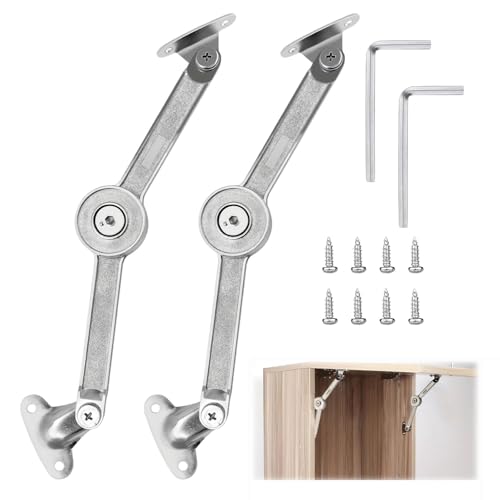LNGJIN 2 Stück Deckelstützscharniere, Klappenbeschlag,mit Schrauben und Inbusschlüssel,Klappenhalter,Klappenstütze,Deckelstütze Scharnier,für Küche Schranktüren Schrank von LNGJIN