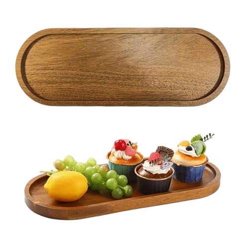 LNGJIN Holz Holztabletts,29x10cm Deko Holz Tablett,Hölzerne Holztablett,Dekotablett,Serviertablett zum Restaurant, Bar,für Käse,Sushi,Snacks (Ovales) von LNGJIN