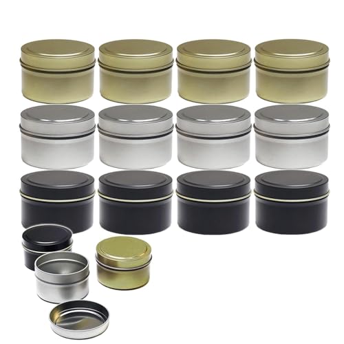Kerzendosen aus Metall,12 Stück 55ml Mini-Kerzendosen,Wiederverwendbar Kerzen Dosen,Runde Kerzengläser,Leere Metalldosen Behälter mit Deckel für DIY Kerzen Süßigkeiten,Party, Gewürze von LNGJIN