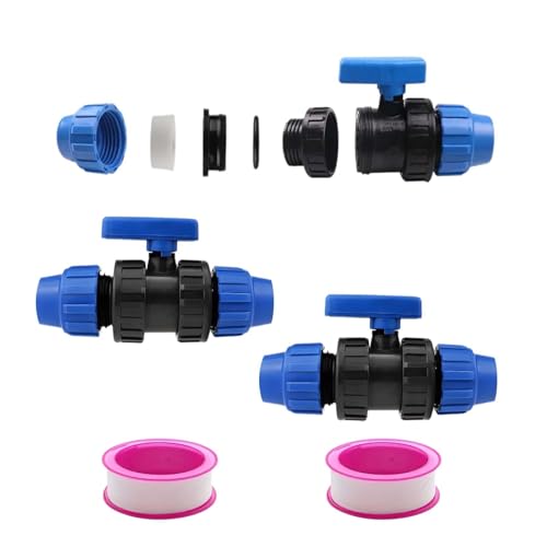 LNGJIN PP-Verbinder,Ø32 Fitting,PP Fitting 32mm,Ø32 Fitting Klemmverschraubung PVC Kugelhahn,Wasserleitungs-Direktanschlussschalter,Kugelhahn für landwirtschaftliches Bewässerungsventil (2) von LNGJIN