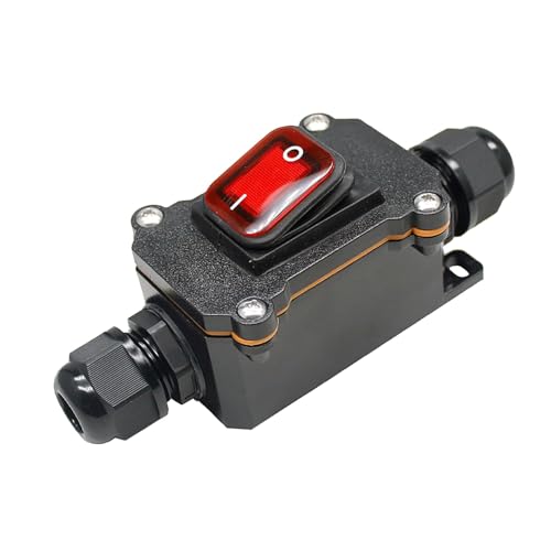 LNGJIN Wasserdichter Inline Schalter,IP67 Wasserdichter Ein/Aus Schalter,Kabelschalter,Außenschalter,Wasserdichter Maschinen Schalter,Maschine Drucktastenschalter,für den Außeneinsatz (12V/24V) von LNGJIN