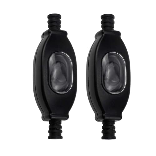 LNGJIN Wasserdichter Tastschalter Kippschalter, IP65 wasserdichter Zwischenschalter, Schwarzer Kabelschalter, Schnurzwischenschalter für Außenbereich, Schnurschalter Außenbereich (2) von LNGJIN