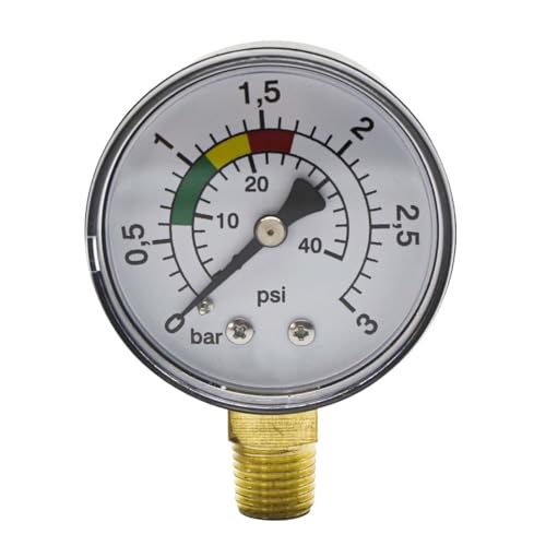 Manometer,Hochpräzise Manometer,Manometer Wasser 0-3 Bar,1/4 BSPT Druckluft-Manometer,Manometer senkrecht,Schwimmbad-Manometer,Lufthydraulikdruck Manometer,Niederdruckmanometer für Gas und Wasser von LNGJIN