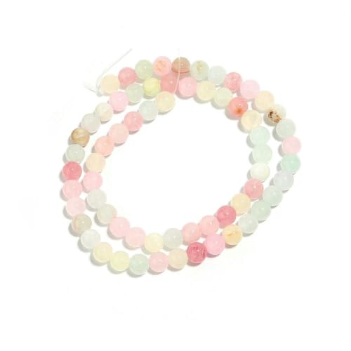 1 Strang/Los bunte Jadesteinperlen 4–10 mm, glatte, runde Abstandsperlen aus Stein für die Herstellung von Schmuckarmbändern und Halskettenzubehör, 6 mm von LNHBZ