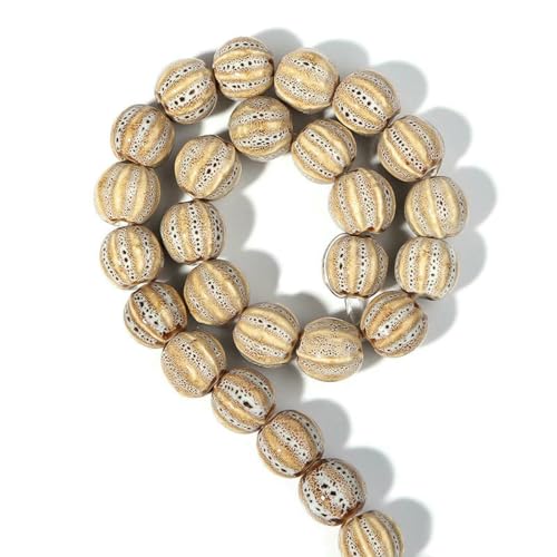 1 Strang Keramikperlen in Kürbisform, gestreift, bunte Blumenglasur für die Schmuckherstellung, DIY, lose Abstandsperlen, Zubehör, hellbraun 1 Strang Keramikperlen in Kürbisform, gestreift, bunte Blumenglasur für die Schmuckherstellung, DIY, lose Abstandsperlen, Zubehör, hellbraun von LNHBZ