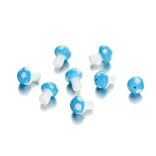 10/20 Stück bunte Glaspilzperlen, Abstandshalter, lose Perlen für Halsketten, Armbänder, Ohrringe, Schmuckherstellung, Zubehör, Großhandel, Blau, 11,5 x 17 mm, 10 Stück von LNHBZ