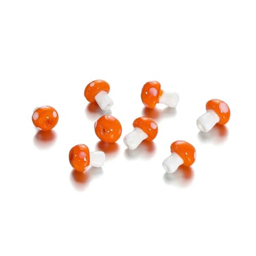 10/20 Stück bunte Glaspilzperlen, Abstandshalter, lose Perlen für Halsketten, Armbänder, Ohrringe, Schmuckherstellung, Zubehör, Großhandel, Orange, 10,5 x 14,0 mm, 10 Stück von LNHBZ