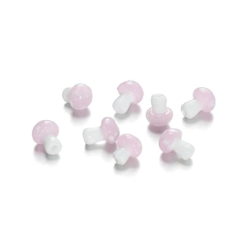 10/20 Stück bunte Glaspilzperlen, Abstandshalter, lose Perlen für Halsketten, Armbänder, Ohrringe, Schmuckherstellung, Zubehör, Großhandel, Pink, 10,5 x 14,0 mm, 10 Stück von LNHBZ
