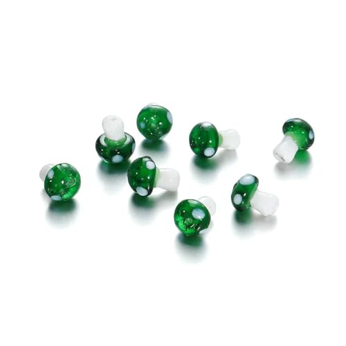 10/20 Stück bunte Glaspilzperlen, Abstandshalter, lose Perlen für Halsketten, Armbänder, Ohrringe, Schmuckherstellung, Zubehör, Großhandel, transparent, grün, 10,5 x 14,0 mm, 20 Stück von LNHBZ