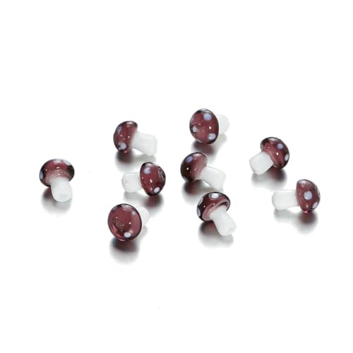 10/20 Stück bunte Glaspilzperlen, Abstandshalter, lose Perlen für Halsketten, Armbänder, Ohrringe, Schmuckherstellung, Zubehör, Großhandel, transparent, lila, 11,5 x 17 mm, 10 Stück von LNHBZ