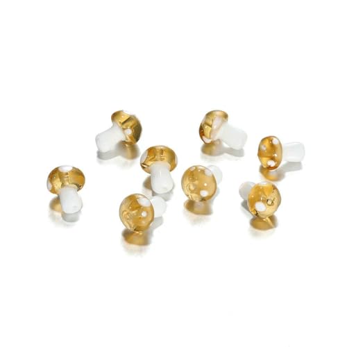 10/20 Stück bunte Glaspilzperlen, Abstandshalter, lose Perlen für Halsketten, Armbänder, Ohrringe, Schmuckherstellung, Zubehör, Großhandel, transparent, orange-gelb, 11,5 x 17 mm, 20 Stück von LNHBZ
