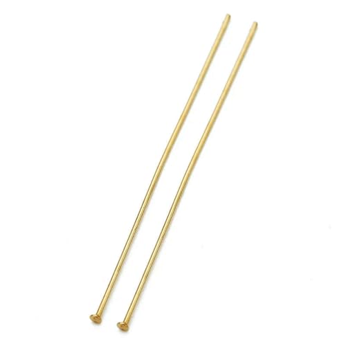 100 Stück Edelstahl-Ösenstifte mit flachem Kopf, Nadeln, 20 mm, 30 mm, 40 mm, goldfarben, Kugelperlen-Kopfstifte, Verbinder für die Schmuckherstellung, goldfarben, flach, 20 mm von LNHBZ