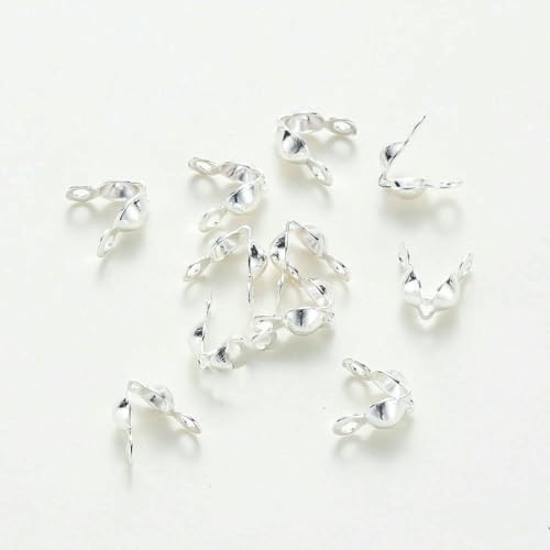 14K 18K Echtgold plattiert Doppelloch-Endverschlussperlen Offene Abdeckung Crimp-Verbindungsperlen für DIY-Schmuckherstellung Halskettenkomponente-Silber-4,0 mm x 50 Stück 14K 18K Echtgold plattiert Doppelloch-Endverschlussperlen Offene Abdeckung Crimp-Verbindungsperlen für DIY-Schmuckherstellung Halskettenkomponente-Silber-4,0 mm x 50 Stück von LNHBZ