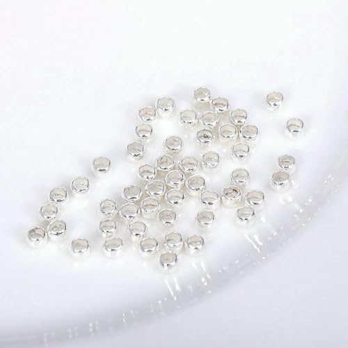 200 Stück/Los 14 Karat/18 Karat vergoldete Quetschperlen, Messingmetall 2 mm/2,5 mm/3,0 mm Stopper-Endperlen für die Schmuckherstellung DIY-Schmuckzubehör-versilbert-2 mm-200 Stück von LNHBZ