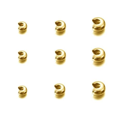 50 Stück goldfarbene Edelstahl-End-Quetschperlen, Durchmesser 2, 3, 4,0 mm, lose Abstandshalter-Stopperperlen mit großem Loch für die Herstellung von DIY-Schmuck, goldfarben, 5 mm 50 Stück goldfarbene Edelstahl-End-Quetschperlen, Durchmesser 2, 3, 4,0 mm, lose Abstandshalter-Stopperperlen mit großem Loch für die Herstellung von DIY-Schmuck, goldfarben, 5 mm von LNHBZ