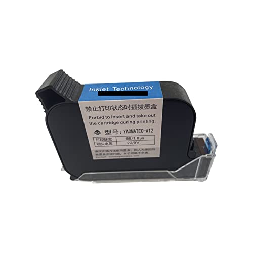LNHHG Handheld-Tintenstrahldrucker A12 High Adhesion-kompatible, schnell trocknende Eco-Solvent-12,7-mm-Tintenpatrone for Online-Tintenstrahldrucker für Text/Barcode/Logo/QR-Code/Zähler/Chargennummer von LNHHG