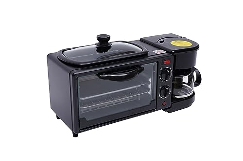 3 in 1 Frühstücksmaschine inkl 9L Backofen Grillplatte und 0.6L Kaffeemaschine Mini Ofen mit Bratpfanne für die Zubereitung von Kaffee Sandwiches Kuchen von LNINNERY