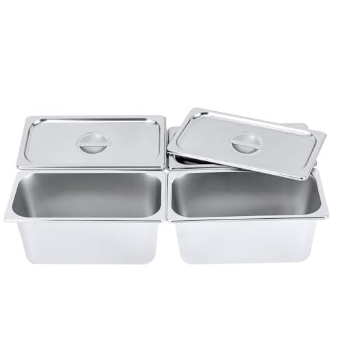 LNINNERY Edelstahl-Behälter-Set 4x GN Behälter 1/3 Für den Gefrierschrank Geeignet Backöfen Herdplatten Geschirrspülmaschinen von LNINNERY