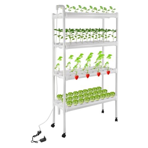 LNINNERY Hydroponisches Pflanzsystem mit 108 Stellplätzen 4 Etagen 12 Pflanzrohre PVC-U Weiß von LNINNERY