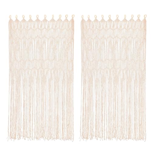 LNINNERY Wandbehang Tapisserie 2 Stück mit Holzringe Fenstervorhang Türvorhänge Hochzeit Hintergrund Arch Boho Für Wohnzimmer Schlafzimmer Hochzeitsfeier 85x200cm von LNINNERY