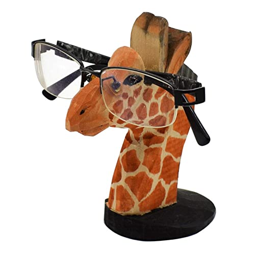 LNJ Brillenhalter Tier - Brillenständer Aus Holz Lustige Handgeschnitzt Tierform Sonnenbrillenhalter ? Brillenablage Gläser Display Aufbewahrung Geschenk Für Schreibtisch Home Office Deko (Giraffe) von LNJ