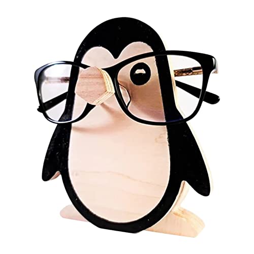 LNJ Brillenhalter Tier - Brillenständer Aus Holz Lustige Handgeschnitzt Tierform Sonnenbrillenhalter ? Brillenablage Gläser Display Aufbewahrung Geschenk Für Schreibtisch Home Office Deko (Pinguin) von LNJ