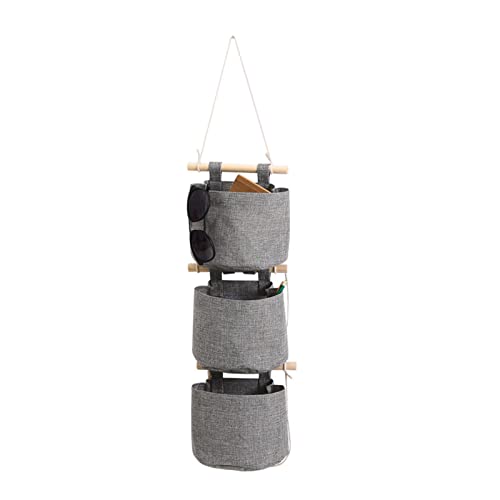 LNJ Hängetasche - Hängeorganizer Tür Wand Organizer - Hängeaufbewahrung Utensilientasche Mit 3 Taschen - Hängende Aufbewahrungstasche Für Eingang Garderobe Badezimmer (Grau) von LNJ