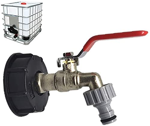 LNJ IBC Kugelauslaufhahn IBC Container ZUBEHÖR Adapter,IBC Messing Auslaufhahn Adapter 1/2" Gartenschlauch Wasserhahn Wassertank Schlauchanschluss Ersatz von LNJ