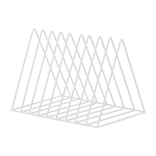 LNJ Schallplattenständer - Schallplatten Aufbewahrung Aus Metall Vinyl Halter LP Ständer Für 60 Platten Dreieck Prospekthalter LP-Plattenständer Zeitungsständer Büro, CD, Magazin, Bücher (Weiß) von LNJ