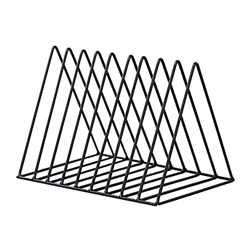 Schallplattenständer - Schallplatten Aufbewahrung Aus Metall - Vinyl Halter LP Ständer Für 60 Platten - Dreieck Prospekthalter LP-Plattenständer Zeitungsständer Für Büro, CD, Magazin, Bücher (Schwarz) von LNJ