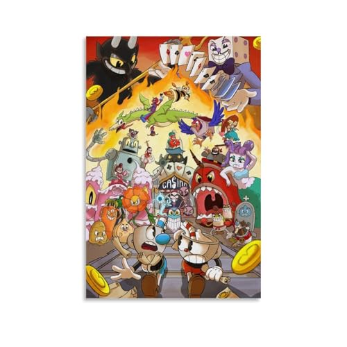 LNLEXTAR Cuphead Cartoon Poster Dekorative Malerei Leinwand Wandkunst Wohnzimmer Poster Schlafzimmer Malerei,Wandkunst Bilddruck Moderne Familienzimmer Dekor 12x18inch(30x45cm) von LNLEXTAR