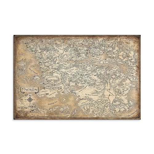 LNLEXTAR Faerun-Dungeons & Dragons World Map Poster Dekorative Malerei Leinwand Wandkunst Wohnzimmer Poster Schlafzimmer Malerei,Wandkunst Bilddruck Moderne Familienzimmer Dekor 20x30inch(50x75cm) von LNLEXTAR
