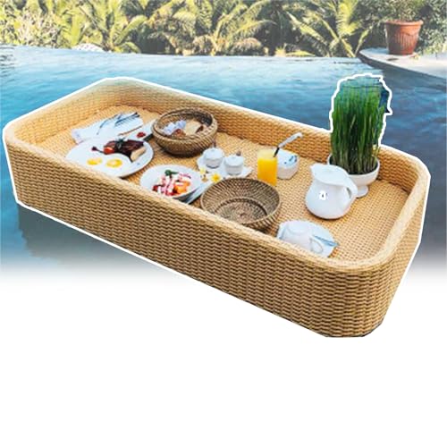 Schwimmendes Pool-Tablett, stilvolles Frühstückstablett auf dem Wasser, mit Griffen, wasserdicht und rostbeständig, schmutzabweisend und leicht zu reinigen, zum Servieren von Getränken, Brunch (80 x Schwimmendes Pool-Tablett, stilvolles Frühstückstablett auf dem Wasser, mit Griffen, wasserdicht und rostbeständig, schmutzabweisend und leicht zu reinigen, zum Servieren von Getränken, Brunch (80 x von LNNLUU